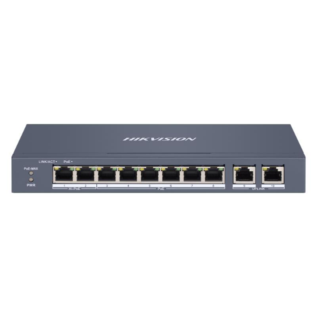 DS-3E1310HP-EI Upravljivi switch sa 8 PoE portova i 2 uplink porta.