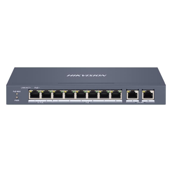 DS-3E1310HP-EI Upravljivi switch sa 8 PoE portova i 2 uplink porta.