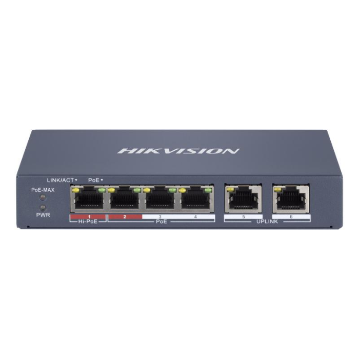 DS-3E1106HP-EI Upravljivi switch sa 4 PoE porta i 2 uplink portom.